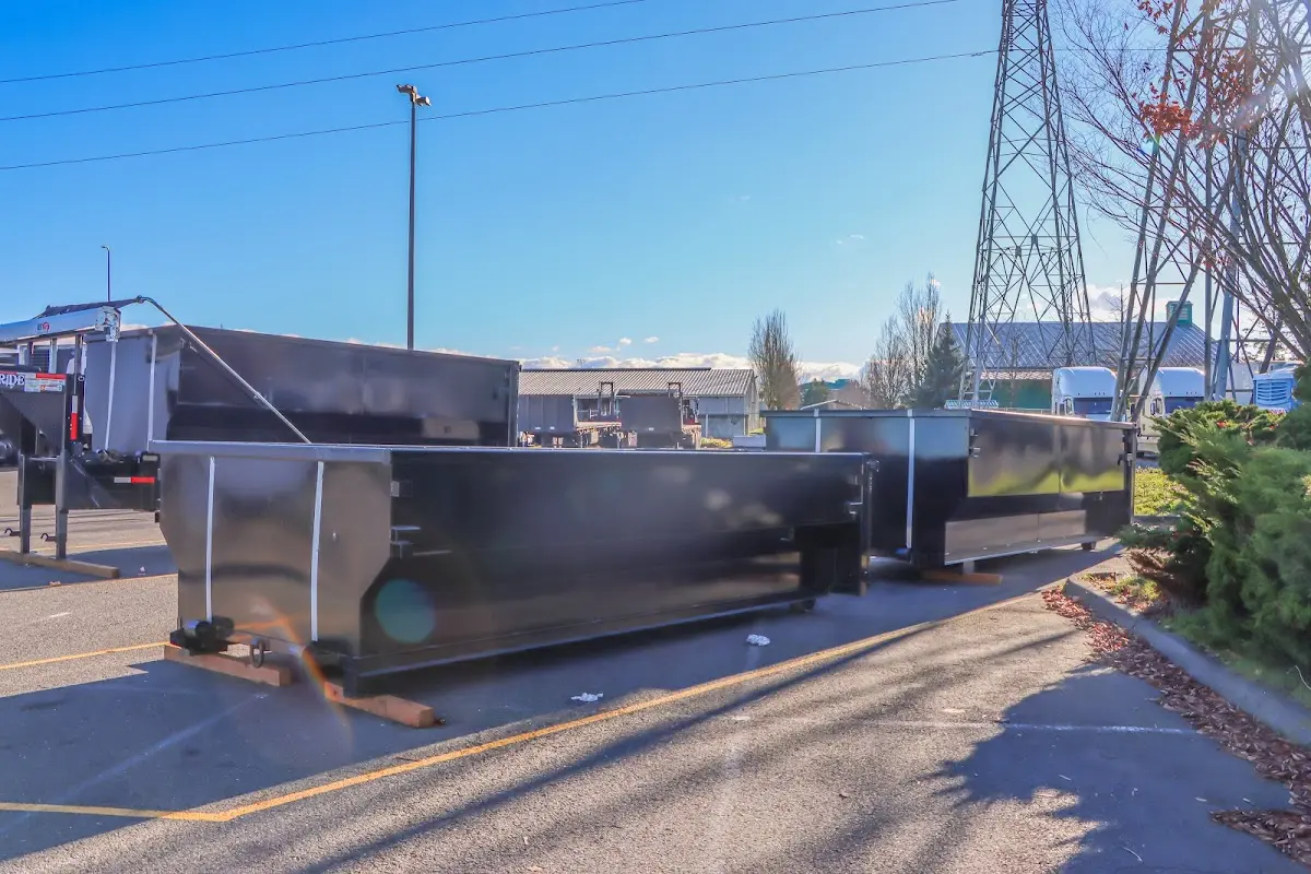 Roll-off dumpster ready for waste disposal at job site for Yard Waste Dumpster Rental in Waterford